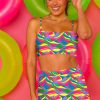 Women's Multicolour Abstract Print Textured Spaghetti Strap High Waist Bikini Set - Bohemian Style - Image 12