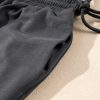 Women's Dark Grey Drawstring Side Crewneck Tee and Loose Pants Set - Casual Summer Outfit - Image 12