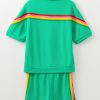 Women's Sea Green Rainbow Colorblock Collared Short Sleeve Top & Shorts Set - Image 6