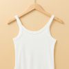 Women's White Solid Color Ribbed Knit Scoop Neck Tank Top - Casual Summer Essential - Image 7