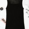 Women's Black Ribbed Texture Mesh Cutout Knitted Sweater Vest - Chic and Comfortable - Image 14