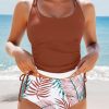 Mineral Red Drawstring Tummy Control 2-Piece Tankini Swimsuit with Floral Shorts - Image 19