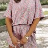 Women's Multicolour Printed Ribbed Knit T-Shirt and Shorts Lounge Set - Image 9