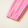 Women's Pink High Waist Sweatpants with Playful Rainbow Stripes - Image 8