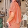 Stylish Pale Chestnut Textured Patched Pocket Short Sleeve Top & Drawstring Shorts Set for Women - Image 4