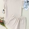 Women's Apricot Textured Ruffled Cap Sleeve Top and Shorts Set - Chic Casual Outfit - Image 9