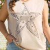 Plus Size Parchment Studded Star Lace Patchwork Hem Tank Top for Women - Image 8