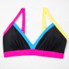 Women's Black Color Block Drawstring Side V Neck High Waist Bikini Set - Image 23