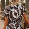 Women's Brown Lucky Horseshoes Graphic Dolman T-Shirt - Western Style - Image 2