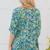 Women's Green Abstract Print V Neck Half Sleeve Tunic Blouse - Bohemian Style - Image 2