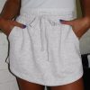 Women's Light Grey French Terry Drawstring Mini Skort with Pockets - Image 2