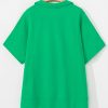 Bright Green Short Sleeve Plus Size Blouse with Turn-Down Collar for Women - Image 7