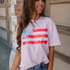 Women's Light Pink Flag Bow Graphic Crewneck Tee - Fun and Playful Design - Image 5