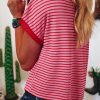 Women's Stylish Pink Stripe Knitted Round Neck T-Shirt with Boxy Fit - Image 9