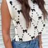 Charming White Bow Pattern Buttoned Side Cropped Sweater Vest for Women - Image 3