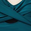 Elegant Sea Green Adjustable Straps Cutout Ruched Knot Slit One Piece Swim Dress - Image 8