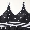 Women's Plus Size Black Polka Dot Trim V Neck Swim Dress - Elegant Colorblock Design - Image 11