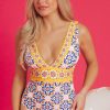 Women's Yellow Floral Print V Neck One Piece Swimsuit - Bohemian Style Monokini - Image 7