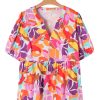 Women's Plus Size Pink Floral Print V Neck Fit and Flare Blouse for Summer - Image 16