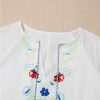 Women's White Floral Print Boho Mini Dress with Tassel Tie and Puff Sleeves - Image 6