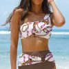 Women's Khaki Abstract Print One Shoulder High Waist Bikini - Chic & Flattering Swimsuit - Image 5