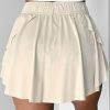 Women's Beige Drawstring High Waist Lined Tennis Skorts - Stylish and Comfortable for Active Wear - Image 3