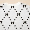 Charming White Bow Pattern Buttoned Side Cropped Sweater Vest for Women - Image 12