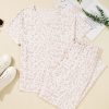 Chic Beige Cheetah V Neck Tee and Drawstring Pants Lounge Set for Women - Image 6