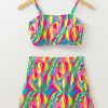 Women's Multicolour Abstract Print Textured Spaghetti Strap High Waist Bikini Set - Bohemian Style - Image 13