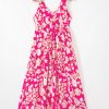 Women's Rose Floral V Neck Crisscross Backless Maxi Dress for Vacation - Image 6