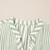 Women's Plus Size Green Stripe Bracelet Sleeve Tasseled Tied Neck Mini Dress - Image 4