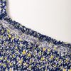 Women's Blue Boho Floral Print Smocked Square Neck Long Sleeve Blouse - Image 9