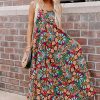 Women's Black Boho Floral Print Sleeveless High Waist Maxi Dress for Summer - Image 15