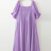 Wisteria Swiss Dot Smocked Frilled Neckline Short Sleeve Plus Size Maxi Dress - Image 7