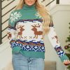 Women's Canton Christmas Reindeer Snowflake Colorblock Turtleneck Sweater - Image 6