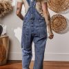 Women's Sail Blue Denim Bib Straight Leg Jumpsuit with Pockets - Image 2