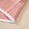 Women's Light Pink Ruffled Bowknot Long Sleeve Sweater with Ribbed Trim - Image 13