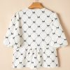 Charming Women's White Bowknot Print Bubble Sleeve Blouse - Trendy and Stylish - Image 6