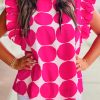 Women's Rose Bubblegum Pattern Frilled Collar Flutter Sleeve Top for Casual and Dressy Occasions - Image 2