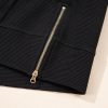 Women's Black Textured Quarter Zip Top and Drawstring High Waist Shorts Set - Image 12