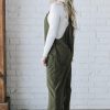 Women's Jungle Green Loose Fit Corduroy Overall with Pockets - Image 3