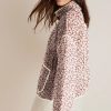 Women's Pink Floral Print Stand Neck Coat with Contrast Edge Detail - Image 2