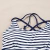 Women's Blue Stripe Drawstring Tummy Control 2-Piece Tankini Swimsuit - Image 30