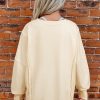 Fashionable Apricot Oversized Sweatshirt with LOVE Patch Graphic - Image 2