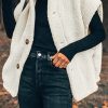 Women's Beige Sherpa Cap Sleeve Stand Collar Jacket Vest - Image 11