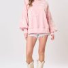 Women's Light Pink Bow Thread Embroidery Long Sleeve Sweatshirt - Image 3