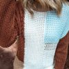 Women's Khaki Colorblock Patchwork Sweater - Textured Knit Design for Winter - Image 6