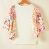 Women's Beige Floral Patchwork Half Batwing Sleeve Blouse - Bohemian Style - Image 8