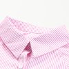 Women's Pink Oversized Striped Boyfriend Shirt with Smocked Cuffs and Pocket - Image 15