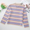 Women's Apricot Stripe Collared V Neck Drop Shoulder Loose Sweater - Cozy & Chic - Image 10